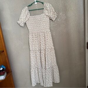 JessaKae White Floral Smocked Maxi Dress